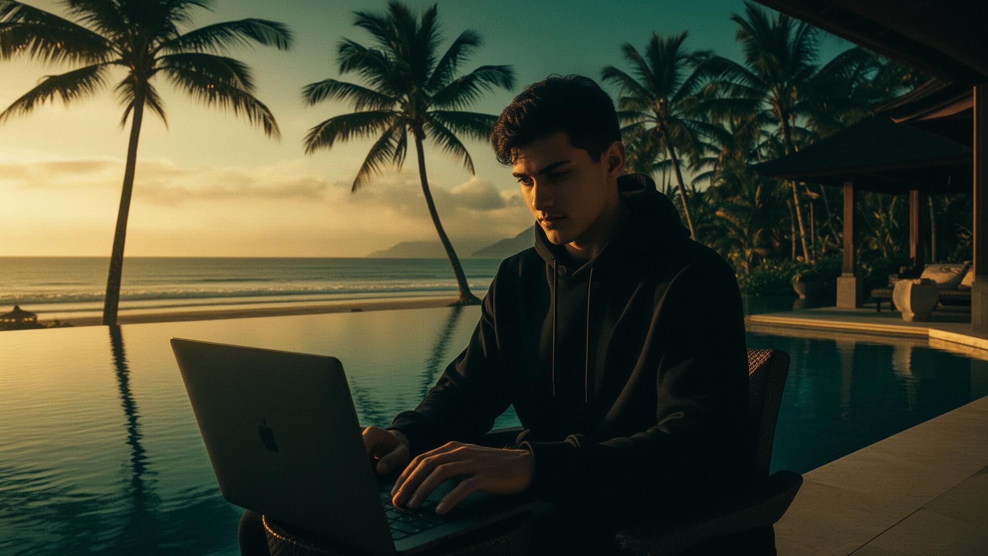 Remote Player am Pool in Bali